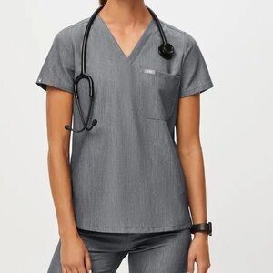 Figs Catarina One-Pocket Scrub Top - Graphite, S